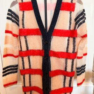 Anthro-Inspired Red and Black Women's Cardigan
